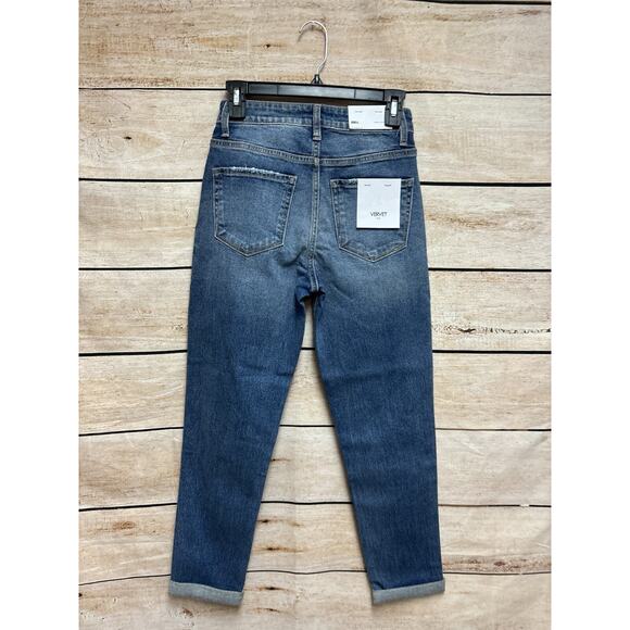 Vervet Womens Mom Jeans Size 24 Blue Erika Stretch New Distressed Medium Wash - Picture 3 of 16